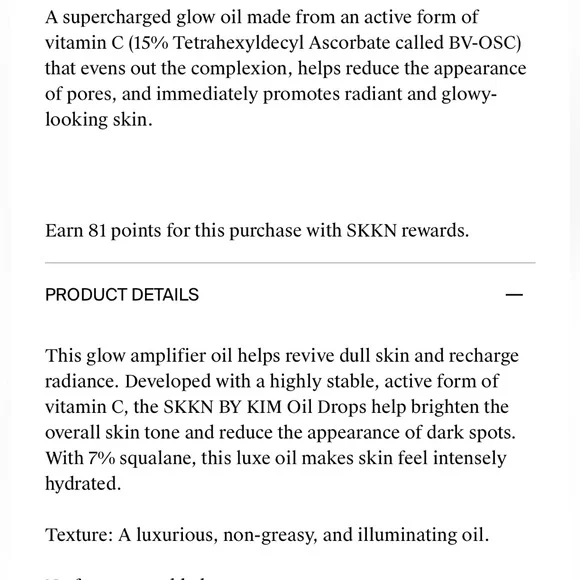 SKKN by Kim Oil Drops Vita C Glow -retails 81